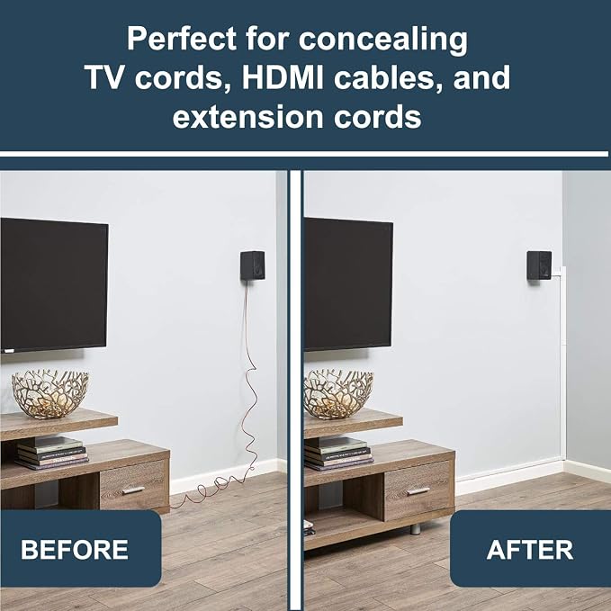 Legrand Wiremold Cordmate II 128 Inch 20 Piece Cord Cover Kit White | Cord Hider, On Wall, Self Adhesive, Hide up to 3 Cords, Cut to Size, Customizable, Cable Concealer, Sustainable Packaging