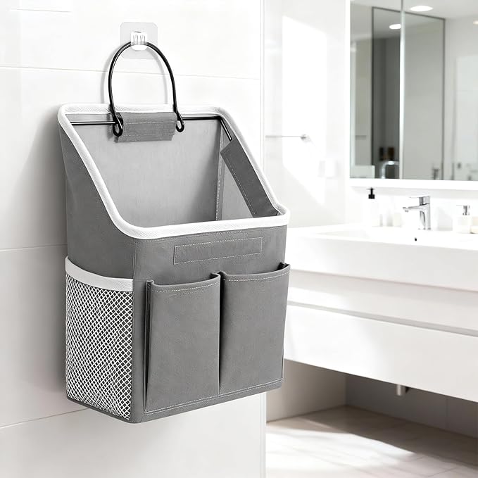 Wall Hanging Storage Bag, Hanging Storage Basket for Organizing, Wall Organizer with Pockets for Bathroom, Bedroom, Dormitory, RV