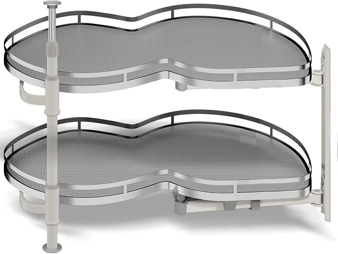 Blind Corner Cabinet Pull Out Organizer, Swing Right Pull Out Cabinet Organizer 26 inch, Cabinet Lazy Susan for Corner Cabinet Blind Shelf, 2 Tiers Tray, Adjustable Height