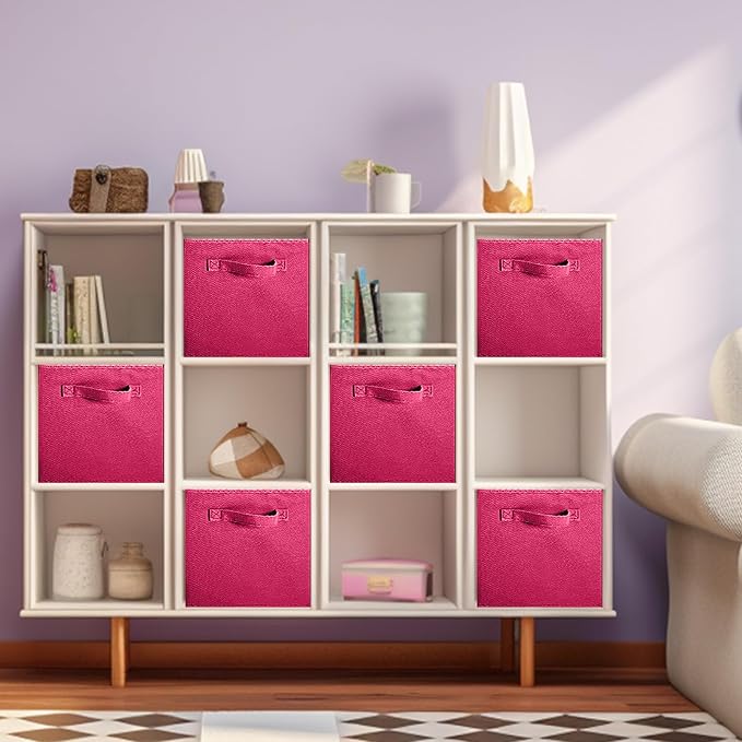 ShellKingdom Storage Bins, Foldable Fabric Storage Cube And Cloth Organizer | Storage Drawer For Closet And Toys, 13 X 13 X 13 INCH, 2 Pack (Fuchsia)