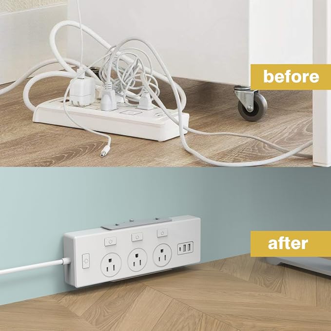Monzlteck All-Metal Adjustable Width Power Strip/Laptop Chargers Holder Mount - Under Desk or Wall Mountable Universal Organizer for Power Strips, Laptop Chargers & Cable Management (Large)