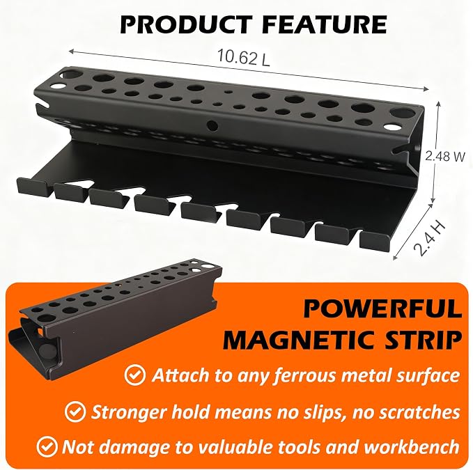 MUTUACTOR Screwdriver Organizer Rack Heavy Duty,Magnetic Mount Screwdriver Holder Plier Organizer,Magnetic Tool Holder Storage Holder for Various Screwdrivers Pliers Shears Tool Chest Cart Workbench