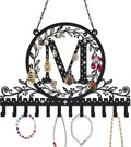 Personalized Wall Mounted Metal Initial Letter M Earring Holder Jewelry Organizer for Earrings and Necklaces Space Saving Wall Display with Hooks Jewelry Storage Bedroom Vanity Gift for Women