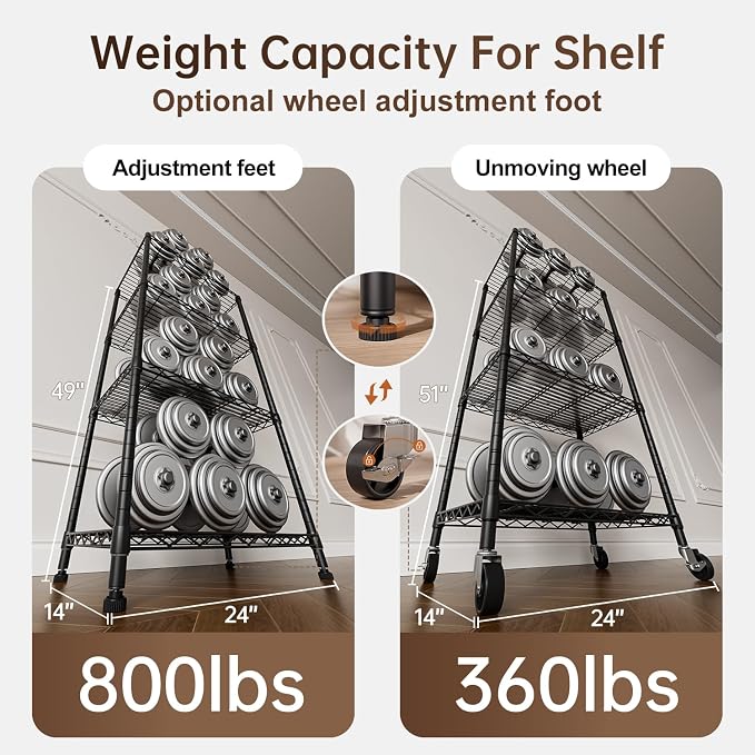 Golpart Shelves Storage Shelf Wire Closet Bathroom Organizers Metal Pantry | 4 tier Kitchen Garage Shelving Unit Laundry Room Organization Home Rack Net Basket Black with Wheels 14”D X 24”W X 48.9”H