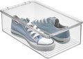 iDesign Stackable Plastic Shoe Box, Clear | Hinged-Lid, For Sneakers, Sandals, and Flats