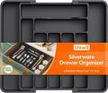 Lifewit Utensil Organizer for Kitchen Drawer, Expandable Cooking Silverware Tray, Adjustable Cutlery Flatware Holder, Plastic Spatula Tools Storage Divider, 11.8-19.6 x 15", Black