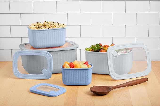 Core Kitchen Nested Wheat Fiber Food Storage Set – 8-Piece BPA-Free Containers with Lids – Eco-Friendly, Stackable, Microwave & Freezer Safe