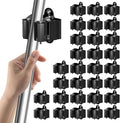 3-H Broom Holder Wall Mount 30 Pack, Heavy Duty Stainless Steel Mop and Broom Organizer Clips, Strong Grip Wall Mount Holders for Garage, Garden, Laundry Room & Utility Closet, Black