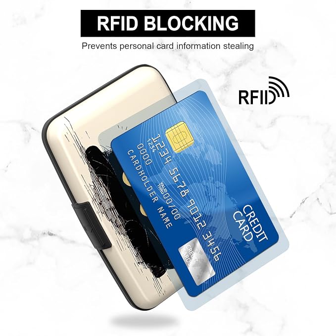 Credit Card Holder, Mini Aluminum Card Wallet RFID Blocking Slim Metal Hard Card Case for Women Men, Cat Lying Down