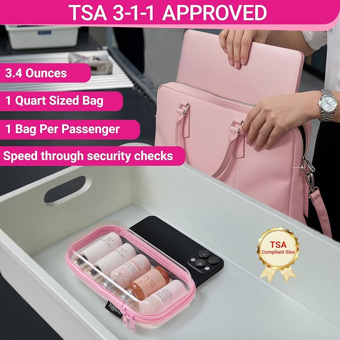 YQBRAO Clear Hard Shell Organizer Case Set, 3-Pack, Pink | Large, medium & small rigid PET organizers for beauty, travel, skincare and everyday organization