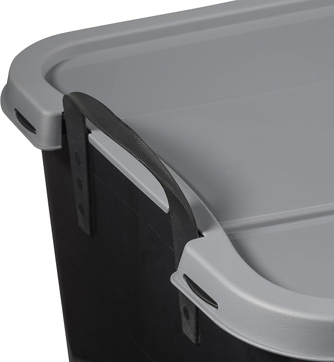 Life Story 24 Pack Heavy Duty Stackable Storage Bin, 55 Quart Home Organizer, Versatile Lightweight Locking Bins with Carrying Handles, Black/Gray