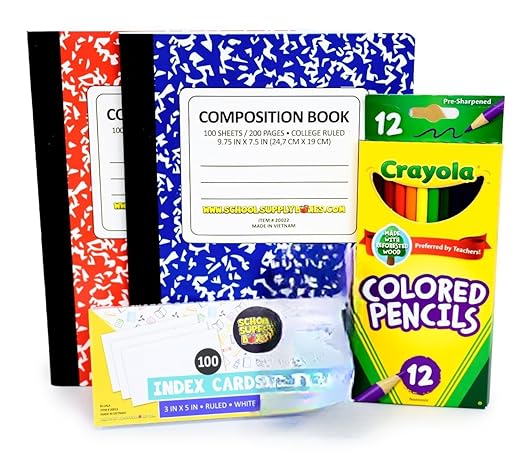 School Supply Boxes | Secondary School Bundle (1 Box) | Back to School Essentials Kit for Students & Teachers | Includes 1" Binders, College-Ruled Notebooks, College-Ruled Filler Paper, & More