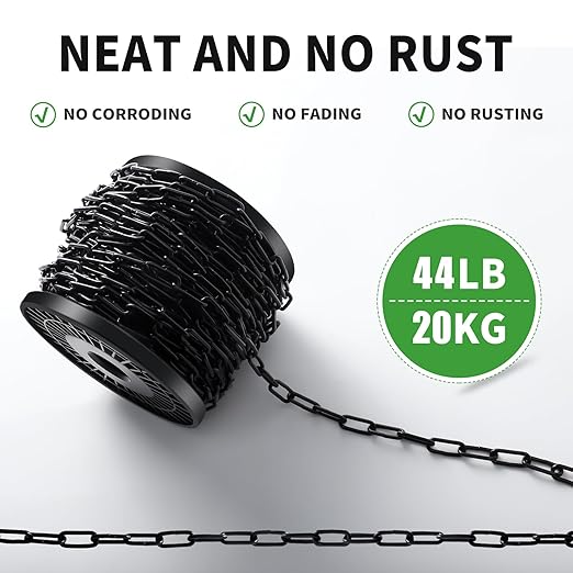 33 ft 1/12" Metal Hanging Chains Fixture Chain Decorative Chain Light Duty Chain Utility Chains for Hanging Plants, Basket, Light Fixture, Chandelier, Lamp (2mm 33ft)
