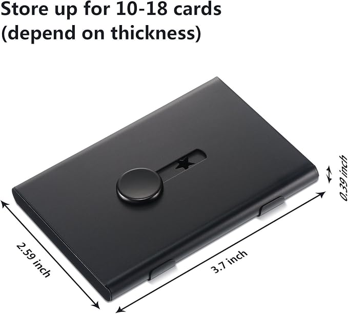 Tatuo 2 Pcs Business Card Holder Thumb Drive Black Gray Stainless Steel Business Name Card Case Portable Slide out Name Holder Wallet Nice Design Pocket for Men and Women