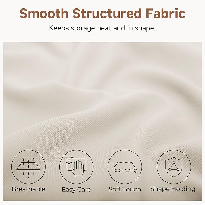 StorageWorks Underbed Shoe Storage Organizer, Fits up to 24 Pairs, Ivory | Cottlyn Fabric, Adjustable Dividers, 5.25" Height, Fits 6-inch+ Clearance, Clear Top, Soft Handles, For Closet, Bedroom