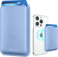 Magnetic Wallet Cell Phone Card Holder for Phone Case with Mag-Safe, Stronger Magnetic RFID Leather Phone Wallet Stick on Series of iPhone 17/16/15/14/13/12 and Pro/Promax, Purple