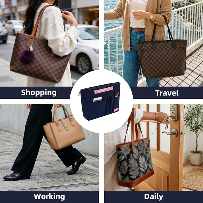 VANCORE Purse Organizer Insert for Handbags,Tote Bag Organizer Insert with Zipper Bag,Premium Handbag Organizer Inside Liner for Women