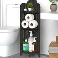 Meangood Bathroom Corner Shelf Stand, 3 Tier Solid Wood Display Shelf for Narrow Space, Shower Corner Shelf, Plant Stand Nightstand, for Living Room, Bedroom, Home Office, Elegant Black