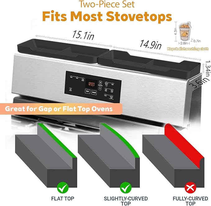 30" Magnetic Silicone Stove Top Shelf - Spice Rack for Back of Stove