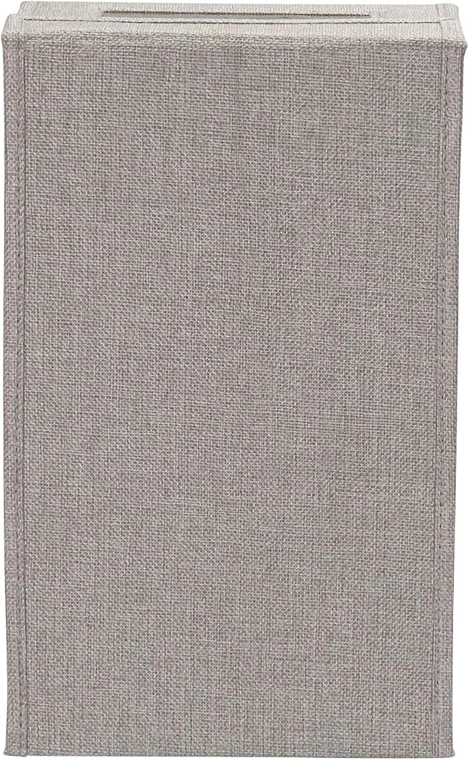 Household Essentials Small Drop Front Shoe Box with Clear Front Panel, Sturdy Poly‑Blended Linen, Gray Finish, Set of 2
