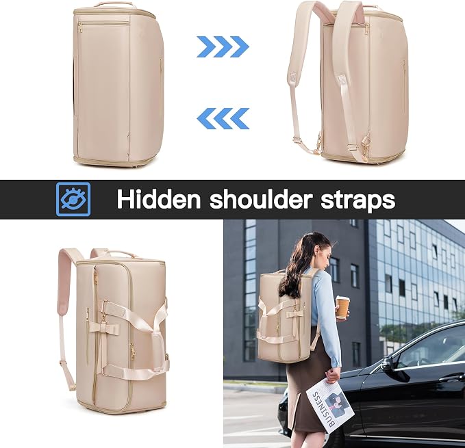 Garment Duffle Bags for Travel,Moulyan Convertible Carry on Garment Bag with Shoe Compartment,3 in 1 Waterproof Travel Suit Bag with Shoulder Strap for Men Women, Pink, Fashion,business