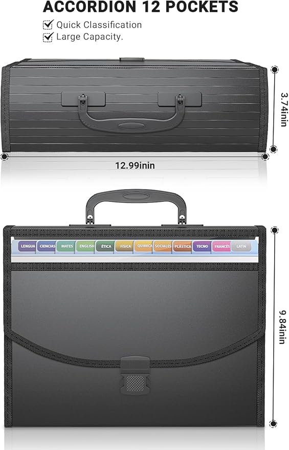 TOPCJ 25 Pockets Accordion File Organizer with Handle,Expanding File Folders for Documents, A4/Letter Size Paper,a-z Tabs,Perfect Expandable Accordian Filing Folders with Visible Window