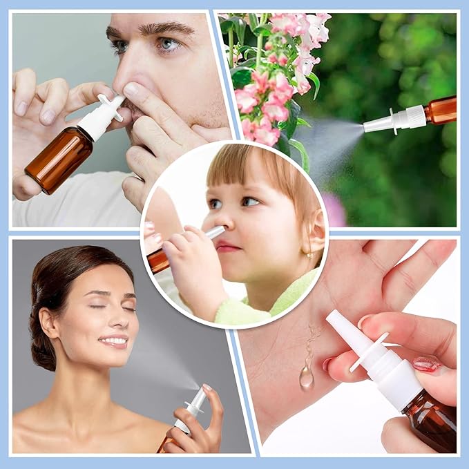 10 Pcs Nasal Spray Bottle, 10ML/0.35OZ 6 Pcs Refillable Fine Mist Glass Empty Nasal Spray Bottle with 2 Funnels and 2 Labels