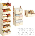 Hanging Closet Organizer 6 Tier Clothes Hanging Shelves with Hooks Zipper, Fabric Storage Bins Space Saving Closet System Collapsible Basket for Sweater Handbags, Laundry Bedroom Rv Dorm Home