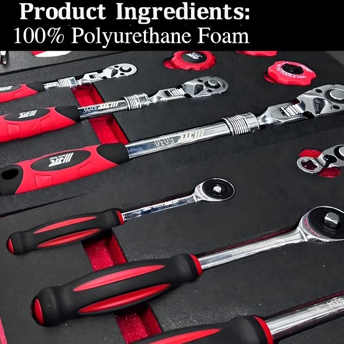 6 Pack Tool Box Foam Inserts for Cases,Tool Box Liner Polyethylene Sheets, Toolbox Kaizen Organizer and Storage Shadow(18 x 12 x 1 Inch,Red, Black)