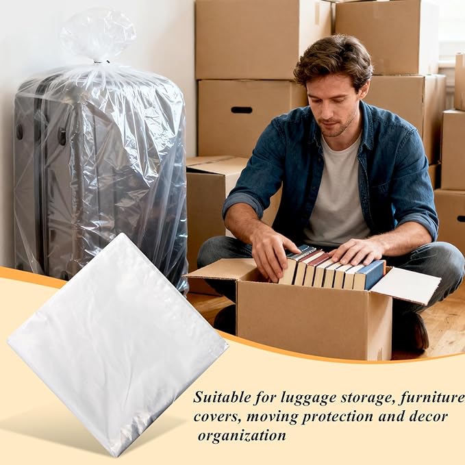 Tebery 20 Pcs Extra Large Plastic Storage Bags, Clear Dustproof Furniture Luggage Covers for Moving, Reusable Heavy Duty Storage Moving Bags for Chair Clothes Suitcase, 4 Size
