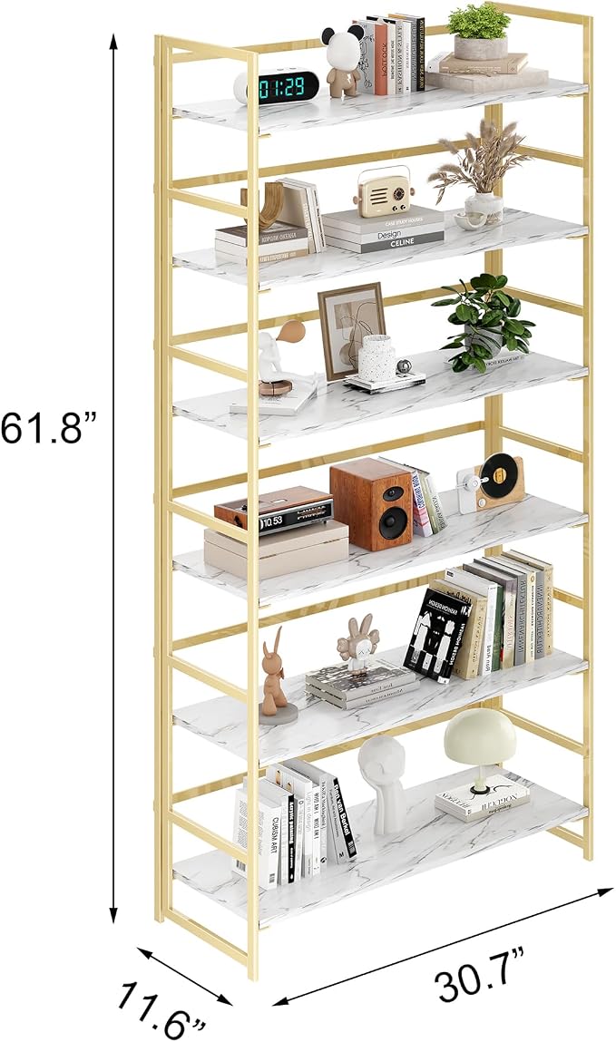 BHG Vintage Multifunctional Folding Bookshelf, No-Assembly Plant Stand Storage Rack Shelves for Home Office