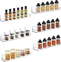 Clear Acrylic Spice Rack Wall Mounted 15 inch Floating Shelf with Removable End Guards for Kitchen Cabinet Door Cupboard Bathroom Holds Jars Nail Polish Books Toiletries 6 pcs