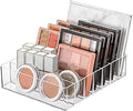 WECHENG Clear Plastic Acrylic Makeup Organizer for Makeup Palette Organizer, 7 Slots Cosmetic Organizer for Vanity Countertop & Drawer, Holder for Eyeshadow Palettes, Blushes, Lipstick