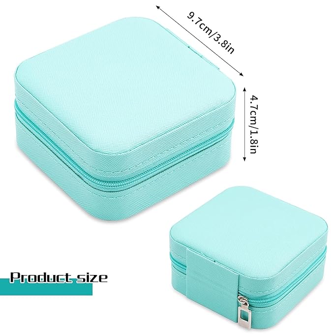 Neveika Portable Travel Mini Jewelry Box Leather Jewellery Ring Organizer Case Storage Gift Box Girls Women (bluex2).