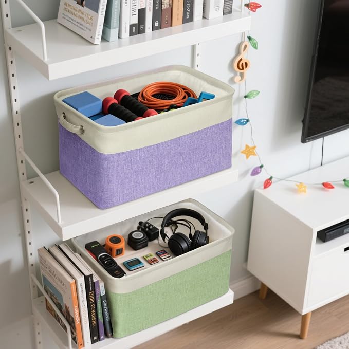 BALEINE 1 Pack Fabric Closet Storage Bins for Shelves, Linen Closet Organizers and Storage, Decorative Baskets for Organizing, Shelf, Clothes, Home, Office (Grey, 15''x11''x9.5'')