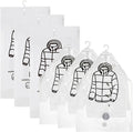 6PCS Hanging Vacuum Storage Bags for Clothes, Transparent Thick Reusable Space Saver Bags for Suits, Dresses, Jackets, Coats, Wardrobe Organizer