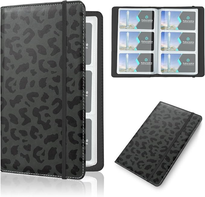 Floral Business Card Book Holder Organizer for Women, 240 Card Capacity, Stylish Name Card and Credit Card Holder for Professionals (Leopard-Black)