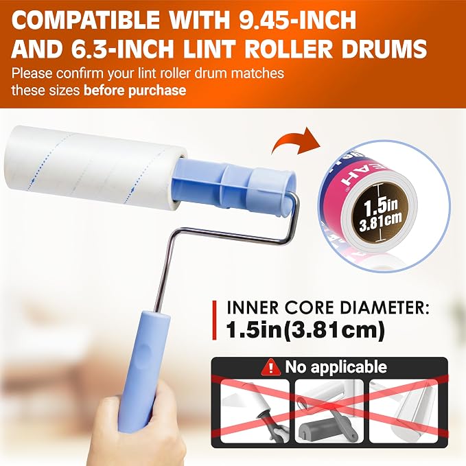 BEAH Large Lint Roller for Pet Hair Extra Sticky,9.45''Pet Hair Removal Tool Roller for Pet Dog Cat Hair (5 Long Rolls)