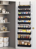 9-Tier Over Door Pantry Rack, Heavy Duty Metal Spice Organizer Shelf for Kitchen, Black