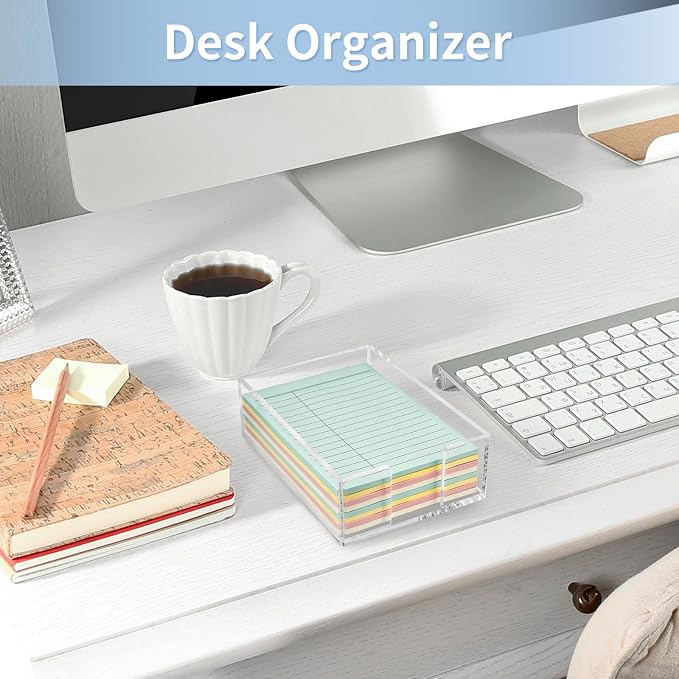 Acrylic Sticky Note Holder, 4 x 6 Crystal Clear Sticky Note Dispenser Acrylic Notepad Holder for School Home Office Desk Organization