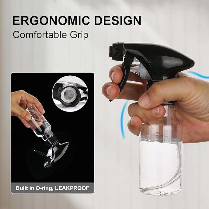 Spray Bottles 4oz/120ml Plastic Small, Clear, 2 Pack | Mist/Stream Spraying, Heavy Duty, For Hair, For Cleaning Solutions, For Plants
