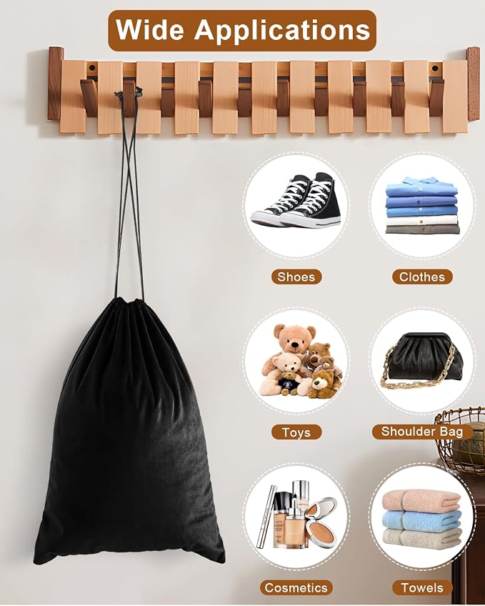 4 Pcs Shoe Bags for Travel, Dust Velvet Bags, Black Beauty, 17.3x12.6 Inch | Washable & Reusable Travel Shoe Bags, Dustproof Shoe Bags with Drawstring Closure, Suitable for Travel, Home Storage