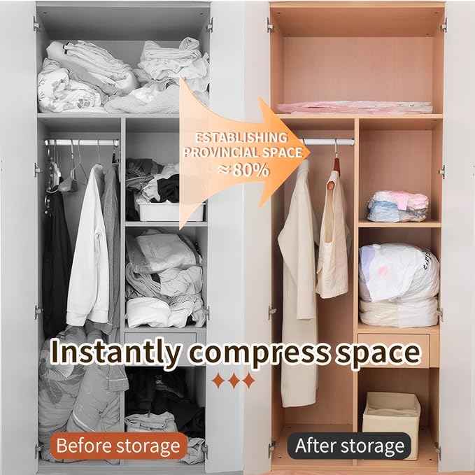 4 Pack Vacuum Storage Bags, Space Saver Bag Vacuum Seal Bags for Clothing Travel Moving Blankets Pillows Storage and Organization.（40 x 60CM）