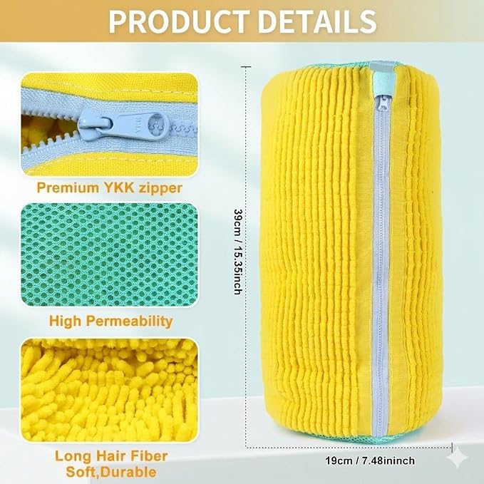 2 Pack Shoe Washing Machine Bag, Laundry Shoe Bag for Washer and Dryer, Reusable Shoe Cleaning Bag for Sneakers and All Shoes Types with Self-Locking Zipper (Yellow)
