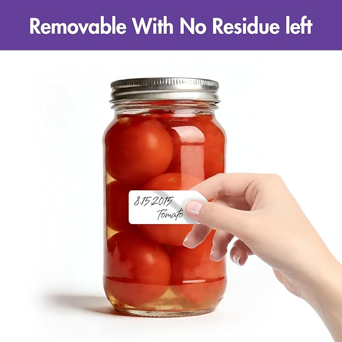 1000 Removable Food Labels, Water/Oil/Tear Resistant Blank Stickers with Perforation Line for Food Containers, Freezer, Fridge, Jars, Pantry, Organization (1” x 2”)