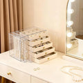 Greenfeather Jewelry Organizer and Storage with 7 Removable Drawers, Clear Acrylic Jewelry Box with 16 Necklace Hooks 48 Pairs of Earring Holes 5 Velvet-Lined Drawers for Rings Bracelets Necklaces