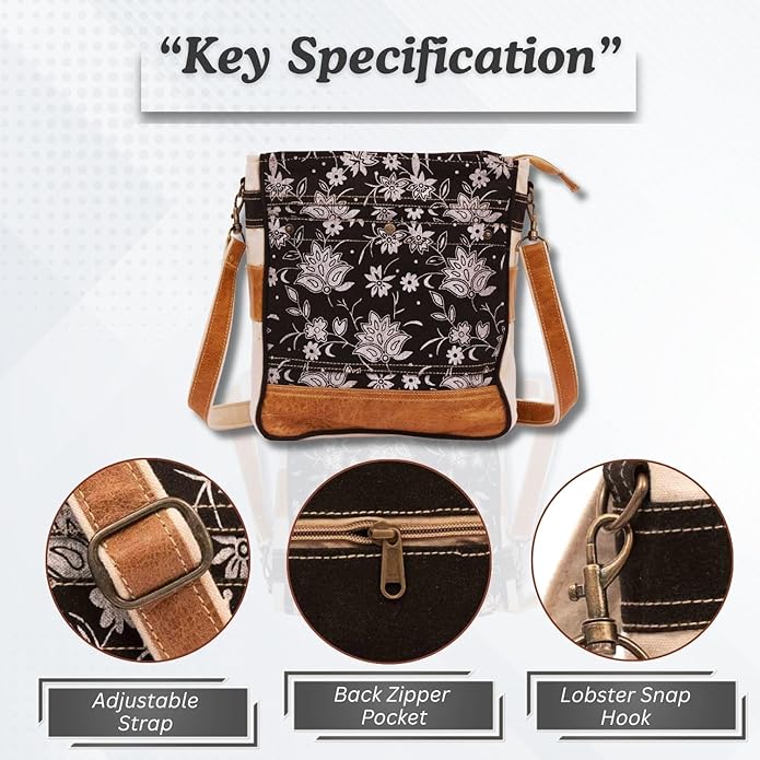 RAJERIYA Bags SEL de MER Upcycled Blossom Print Canvas & Leather Shoulder Bag, Canvas Crossbody Bags for Women
