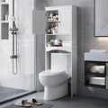 Bealife Over The Toilet Storage Cabinet with Open Shelf - White | Over Toilet Bathroom Organizer with Adjustable Shelf and Double Doors, Space Saver Free Standing Storage Shelf for Bathroom