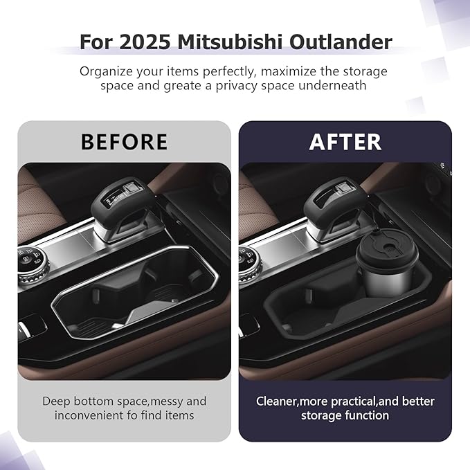 LUWU 2025 Outlander Center Console Cup Holder Compatible with 2025 Mitsubishi Outlander ES/SE/SEL/Trail Edition Accessories Center Console Silicone Cup Holder Insert[NOT FOR 2025 Outlander PHEV&Sport]