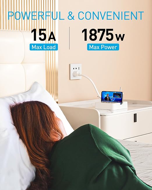 Syantek Remote Control Power Strip with 3 RF Controlled Outlets Surge Protector Power Strip with 3 USB Ports, Phone Holder, 15A/1875W 4ft Cord Remote Control Outlet Plug for Home Office